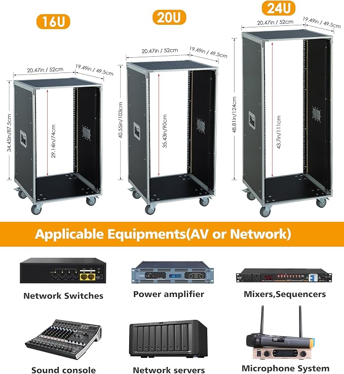 AV Gear Rack 20U Home Audio & Video Stage Stereo Equipment Storage Cabinet - Image 5