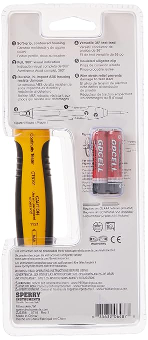 Gardner Bender Sperry Instruments CT6101 Heavy Duty Continuity Tester, 2 Range - Image 5