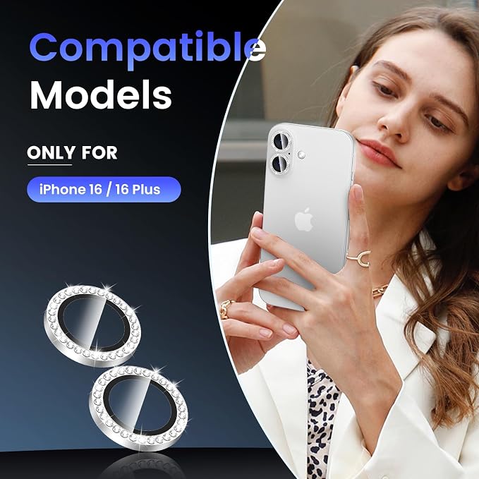 Tensea for iPhone 16 / iPhone 16 Plus Camera Lens Protector, 9H Tempered Glass - Image 2