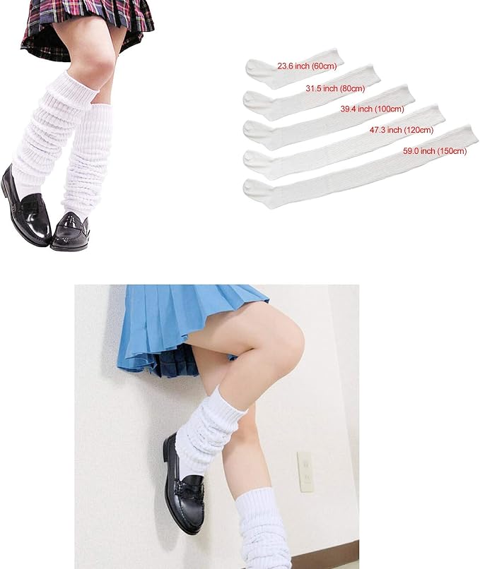 Women's Extra Knit Japanese Style Loose Socks White Lolita Leg Warmer Bubble - Image 2