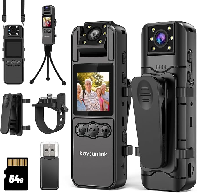 kaysunlink Body Camera with 1.4” Screen Audio and Auto Video Night Vision 1080P by Kaysunlink