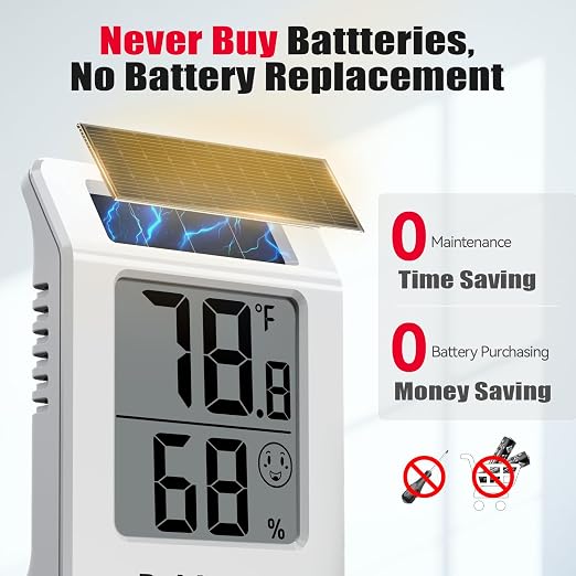 BaldrTherm Humidity Thermometer Meters, Solar-Powered Indoor Temperature Sensor - Image 2