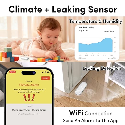 Kangaroo Water Leak Detector+Climate Sensor, Hygrometer Thermometer - Image 2
