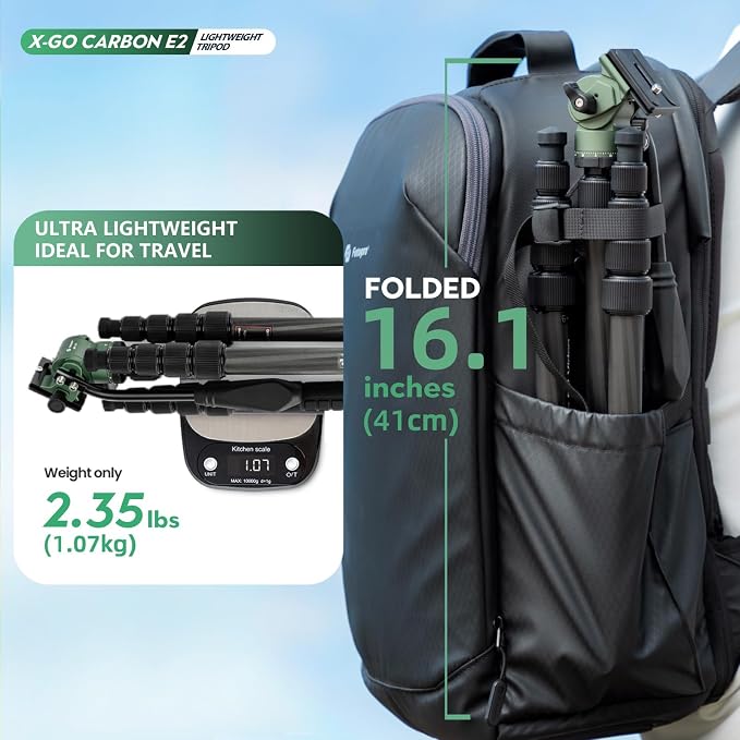 Fotopro 59" Carbon Fiber Travel Tripod - Image 2
