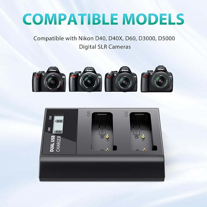 LP EN-EL9 EN EL9a Battery Charger, LCD Display & USB-C Dual Slot Charger - Image 2
