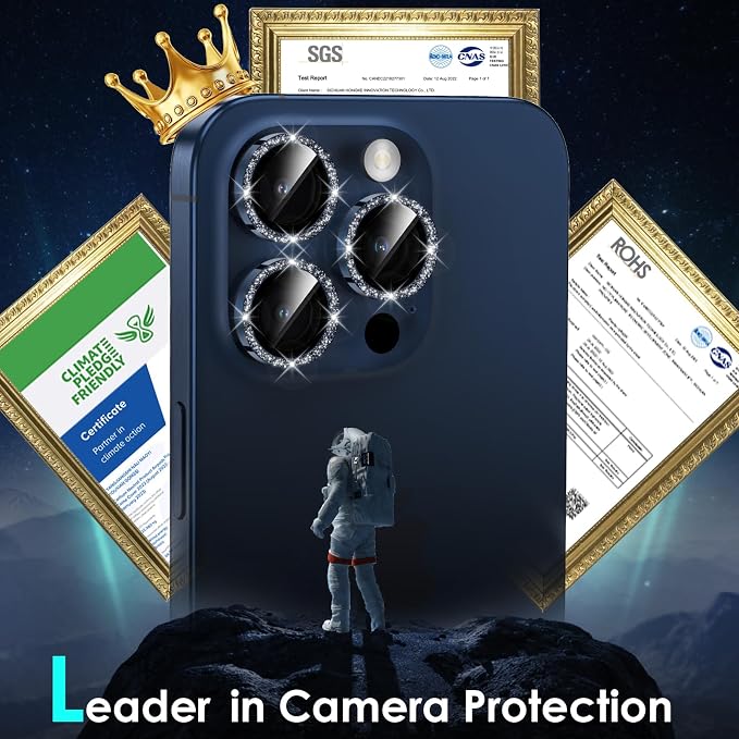 YWXTW Designed for iPhone 15 Pro/iPhone 15 Pro Max Camera Lens Protector Bling - Image 2