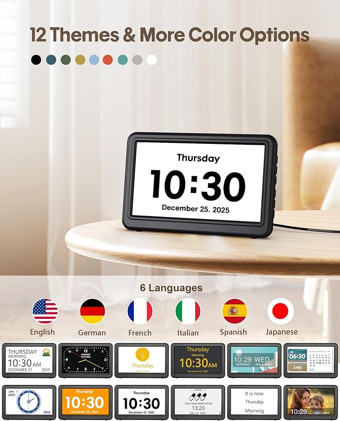 Clock with Day and Date for Elderly, Dimmable Dementia Alzheimers Clocks for - Image 4