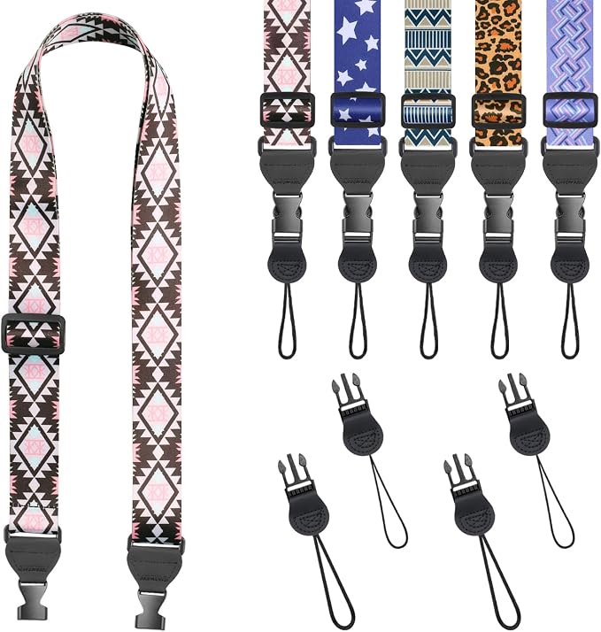 FIEIL Brown and Pink Rhombus Shoulder Strap, Adjustable Camera Strap by FIEIL
