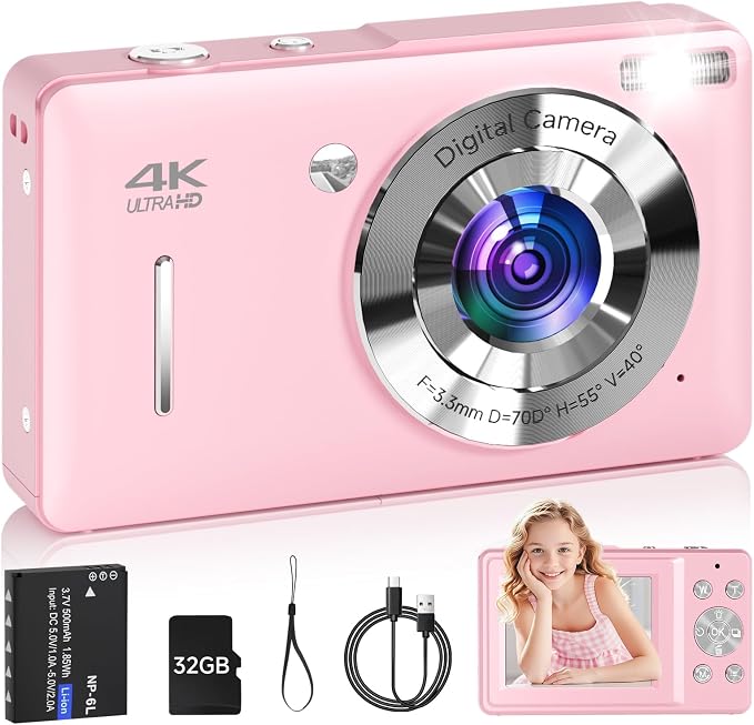 Digital Camera for Kids, FHD 1080P 44MP Point and Shoot Digital Camera by SMARTKLIK