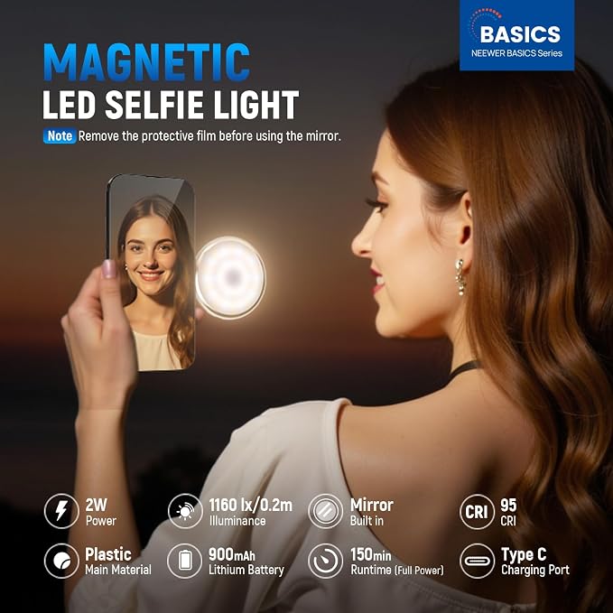 NEEWER Basics Magnetic LED Selfie Light Compatible - Image 2