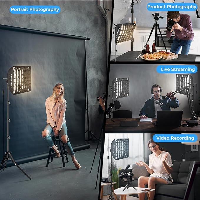 EMART Softbox Photography Lighting Kit, 50W 3000K-6000K LED Bulb - Image 3