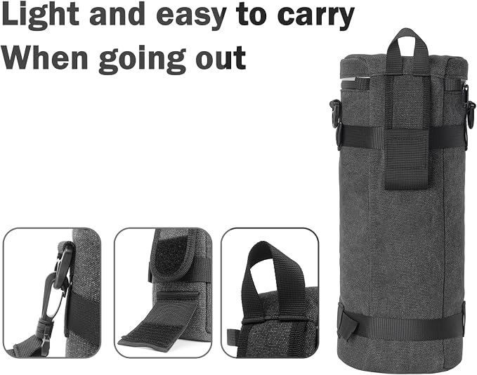 Camera Lens Case Bag for Photographyers, Zipper Waterproof Lens Protective - Image 4