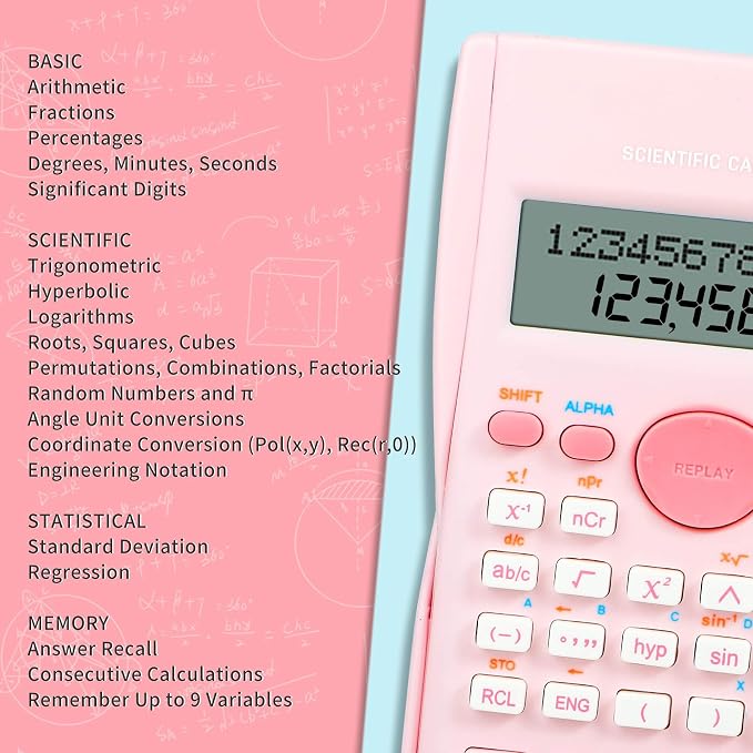 Scientific Calculator, 2 Line Cute Scientific Math Calculator Function - Image 8