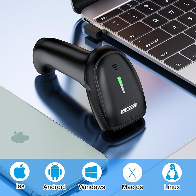 Symcode 2D Wireless Barcode Scanner, 1D QR Bar Code Reader Scanner Automatic - Image 7