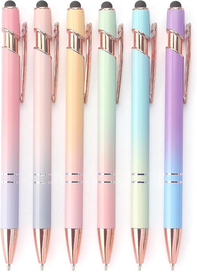 Bribobo 6 Pack Ballpoint Pen 2-in-1 Stylus Retractable Ballpoint Pen by Bribobo