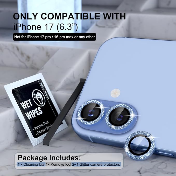 Choiche Compatible for iPhone 17 Camera Lens Protector Bling, 9H Tempered Glass - Image 2