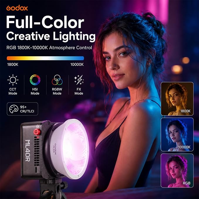 Godox ML40R RGB LED Video Light, Portable COB Photography Light - Image 3