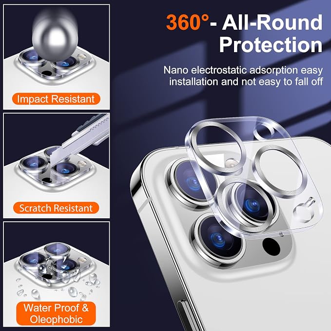 UniqueMe Compatible with iPhone 12 Pro Max 6.7" Camera Lens Protector Tempered - Image 4