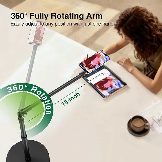 elitehood Magnetic Phone Stand for Overhead Recording, 15 in Long Arm Magsafe - Image 6