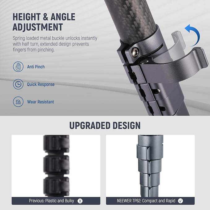 NEEWER LITETRIP LT32 62" Travel Tripod Carbon Fiber - Image 4
