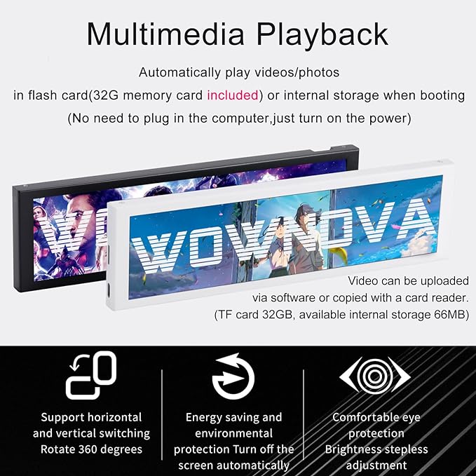 WOWNOVA 8.8" Computer Temp Monitor, 1 Click 1 Cable to Get Started Quickly PC - Image 3