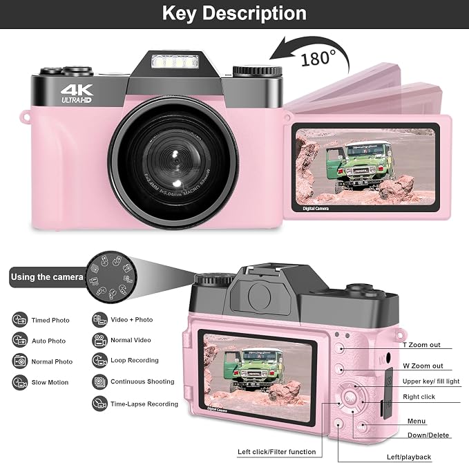 VETEK Digital Cameras for Photography, 4K 48MP Vlogging Camera 16X Digital Zoom - Image 4