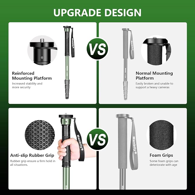 Manbily 65-Inch Camera Monopod, 5 Sections Aluminum Travel Monopod - Image 2