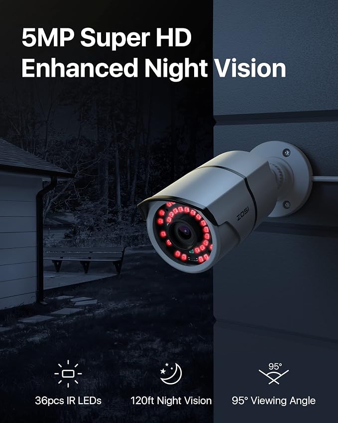 ZOSI ZG2615E 5MP PoE IP Camera Bullet Camera - Image 4