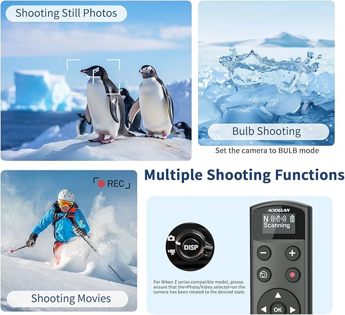 Rechargeable Shutter Release for Nikon AODELAN Wireless Camera Remote Control - Image 3