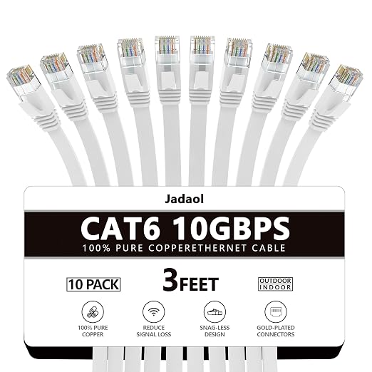 Jadaol Cat 6 Ethernet Cable 3ft 10-Pack, 10Gbps Support Cat8 Cat7 Network by Jadaol