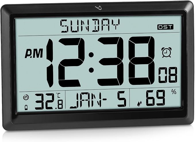 SZELAM Atomic Clock, 10.5"Large Display Digital Wall Clock Battery Operated by Unknown
