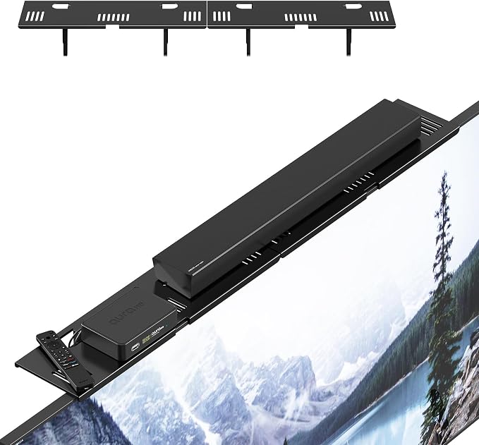 CABTE Adjustable Steel TV Top Shelf, Floating TV Stand, Universal Monitor Shelf by CABTE