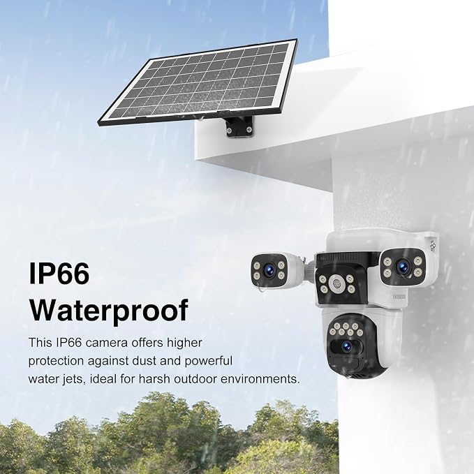 EVERSECU Solar Wireless Triple Lens WiFi PTZ Security Camera, Three Cameras in - Image 9