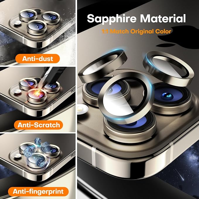 for iPhone 16 Pro/iPhone 16 Pro Max Camera Lens Protector, Tempered Glass - Image 2