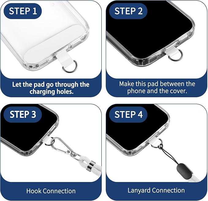 CACOE Phone Lanyard 2 Pcs-1 Pcs Adjustable Neck Strap, 2 Pads, Universal - Image 3