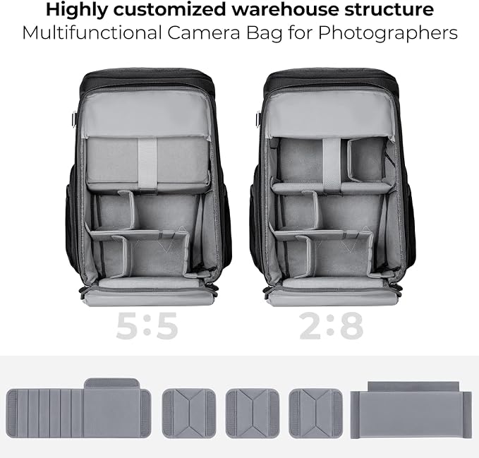 K&F CONCEPT Professional Camera Backpack, Large Photography Backpack Expandable - Image 2