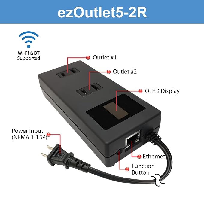 ezOutlet5-2R - Dual Outlet Internet Enabled IP & WiFi Remote Power Switch - iOS - Image 2