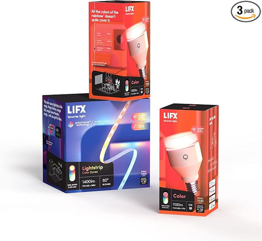 LIFX Lightstrip Bundle with 80" Color Smart LED Lightstrip and Two 1100 Lumen by LIFX