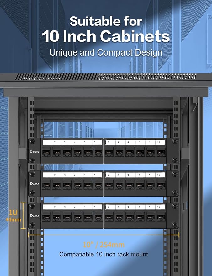 1U 12 Port Patch Panel Cat6 Keystone Patch Panel RJ45 UTP - Image 6