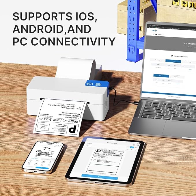 Bluetooth Thermal Shipping Label Printer, 4x6 Portable Direct Thermal Printer - Image 3