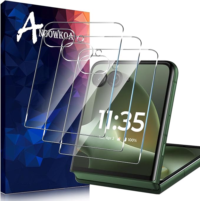 Anoowkoa 3 Pack Designed for Motorola Razr+/Plus 2026 Screen Protector Tempered by Anoowkoa