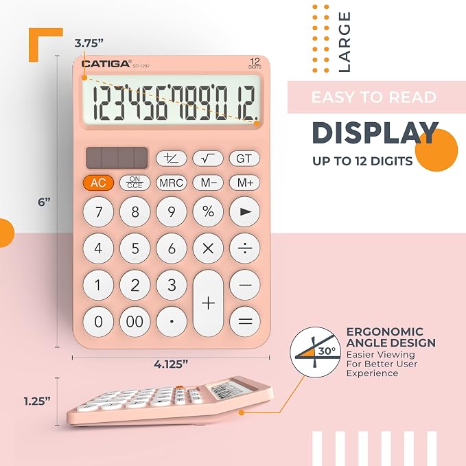 CATIGA 12 Digit Desktop Calculator Basic Desk Calculator - Image 3