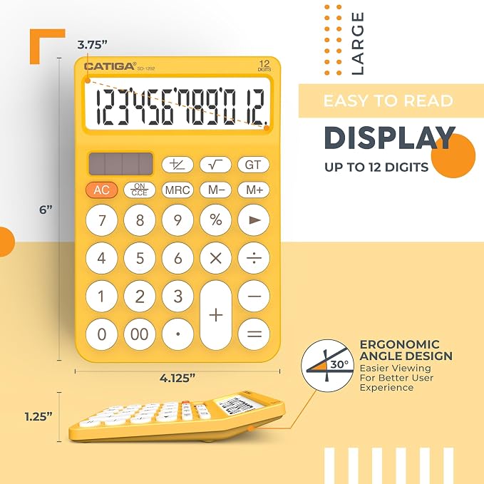 CATIGA 12 Digit Desktop Calculator Basic Desk Calculator - Image 3