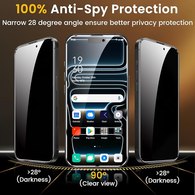 Romkasi 3 Pack Privacy Screen Protector - Image 3