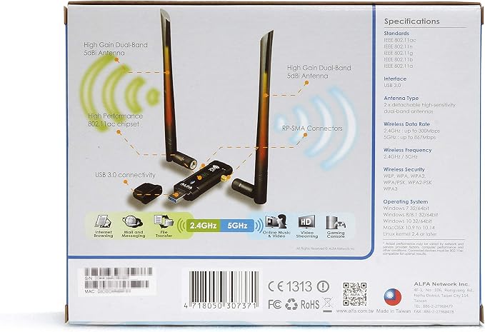 ALFA Network AWUS036ACM Long-Range Wide-Coverage Dual-Band AC1200 USB Wireless - Image 4
