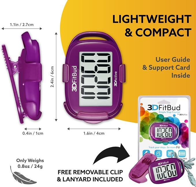 3DActive 3DFitBud Simple Step Counter Walking 3D Pedometer - Image 6
