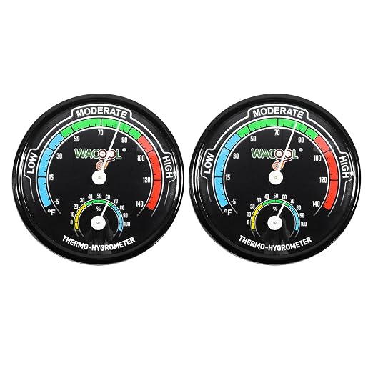 WACOOL Mini Analog Thermometer Hygrometer 2 Pack, Dial Temperature Humidity by WACOOLREPTILE