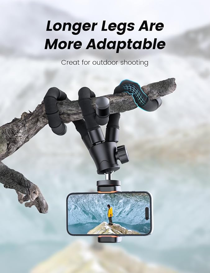 Pnitri Phone Tripod Stand, Extendable Reinforced Aluminum Phone Stand - Image 6