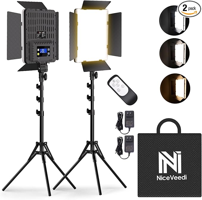 NiceVeedi 2-Pack Photography Lighting Kit, 36W Bi-Color Studio Lights by NiceVeediOfficial