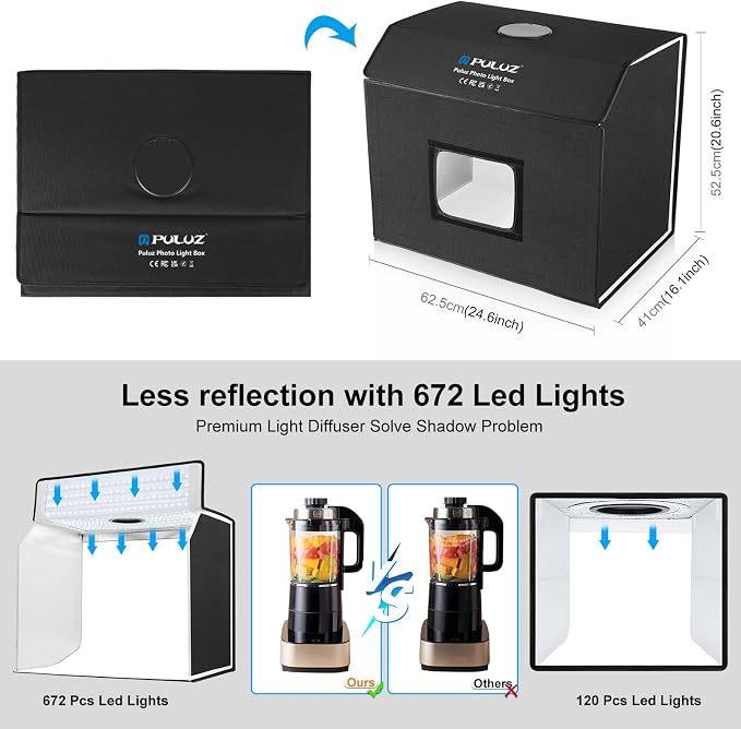 PULUZ Large Light Box, 24x16 inch Photo Studio Box, Photo Background Shooting - Image 6